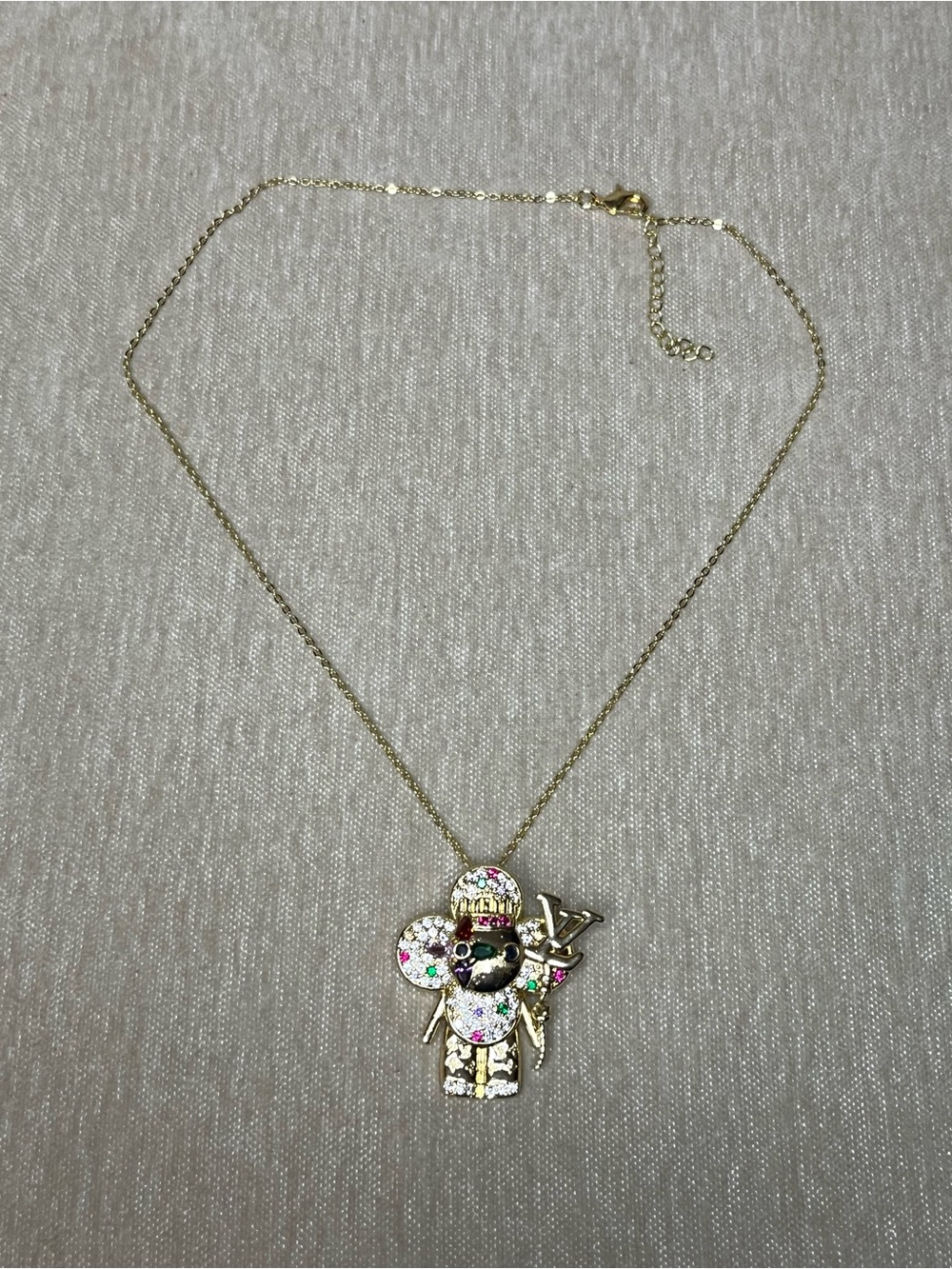 Vivienne Gold-Tone Multicolor Crystal Pendant Necklace